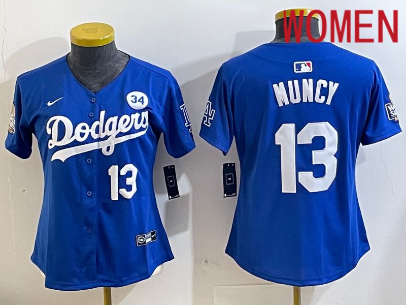 Women Los Angeles Dodgers 13 Muncy Blue Game 2024 Nike MLB Jersey style 11213
